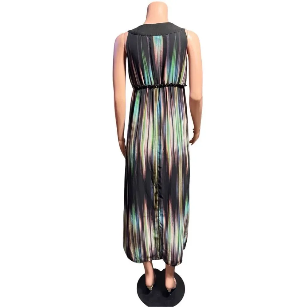 Samijo multicolored maxi dress with a beaded neckline M/8